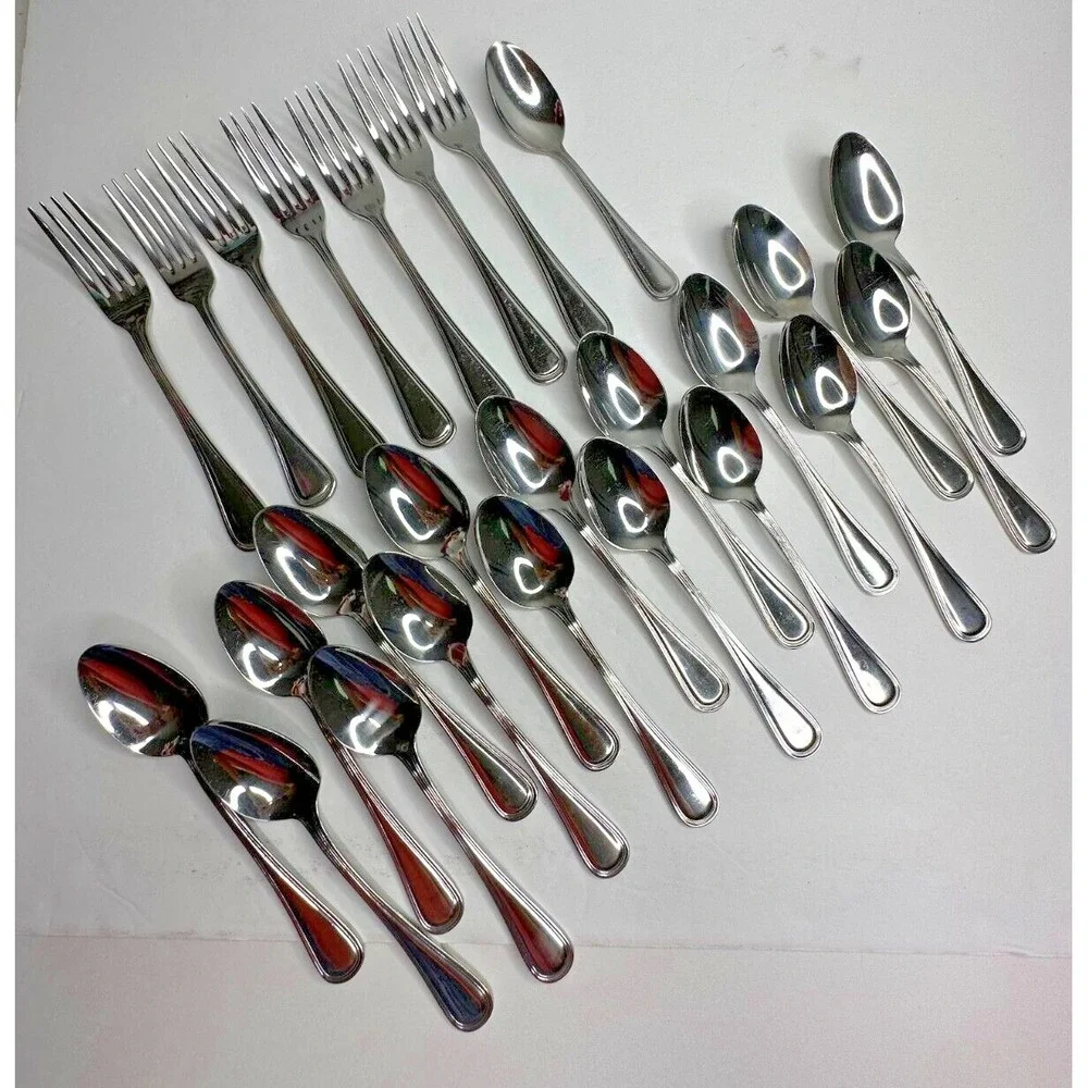 Winco Shangri-La Glossy Stainless Flatware Replacement 25 Pc fork ‎ Spoon Knife